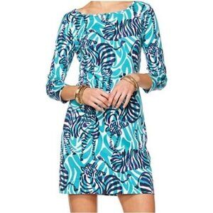Lilly Pulitzer Aqua & Navy Zebra-Print Shift Dress